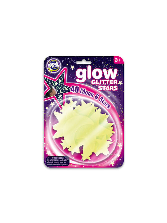 Brainstorm Kids 3D Glow-in-the-Dark Wall Sticker Stars Glitter 40pcs