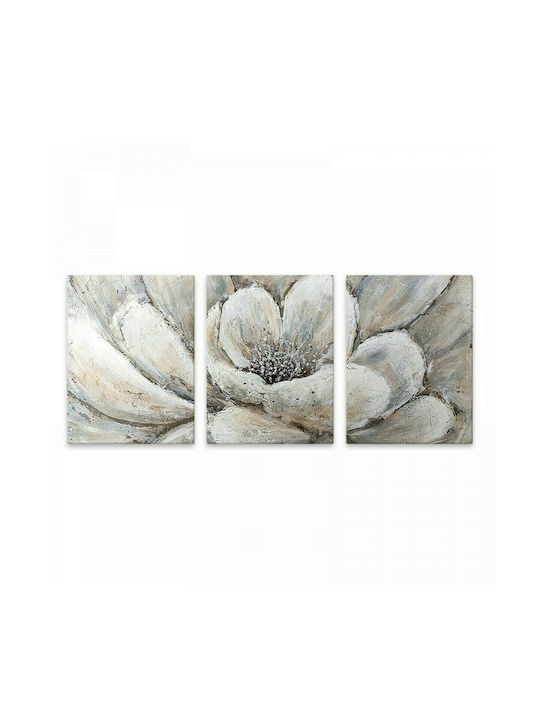 Megapap Silver Flowers Πίνακας σε Καμβά 126x55cm