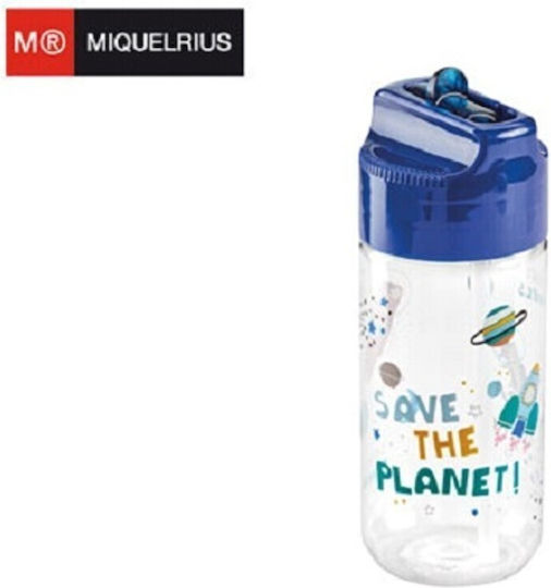 Miquelrius Space Παιδικό Παγούρι Πλαστικό με Καλαμάκι Μπλε 430ml