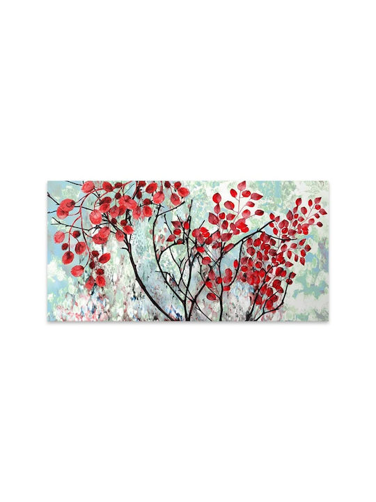 Megapap Red Leaves Πίνακας σε Καμβά 140x70cm