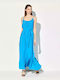 Forel Summer Maxi Dress with Ruffle Light Blue