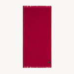 Sea You Soon Belle Ile Velour Beach Towel with Fringes Red 190x95cm