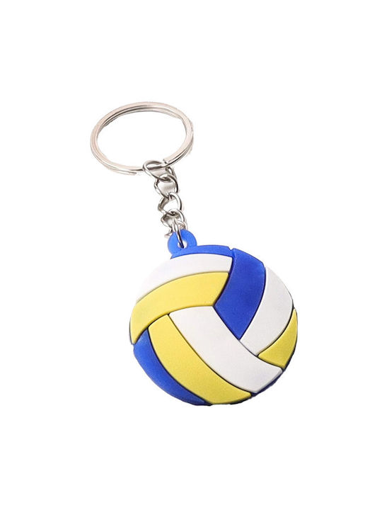 Handmade silicone ball keychain volleyball (white-yellow-blue) 9,5cm (tatu moyo)