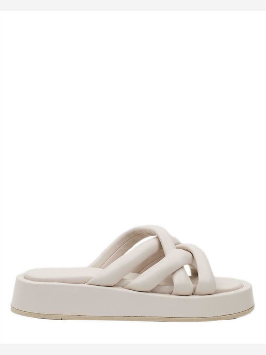 Sante Γυναικεία Σανδάλια Flatforms Λευκά