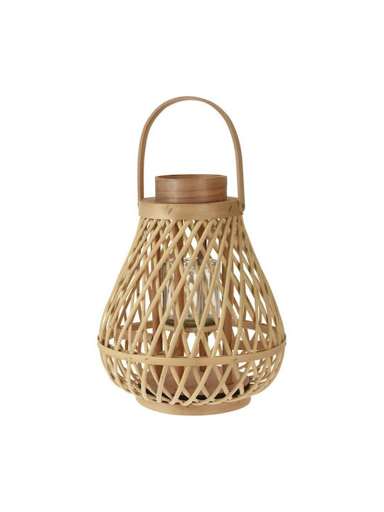 JK Home Decoration Φαναράκι Bamboo με Γυαλί 25x30cm