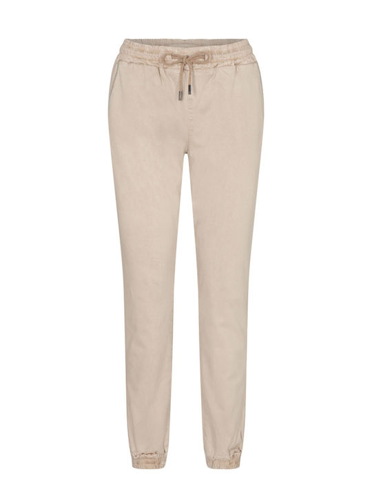 Mos Mosh Women's Fabric Trousers with Elastic Beige