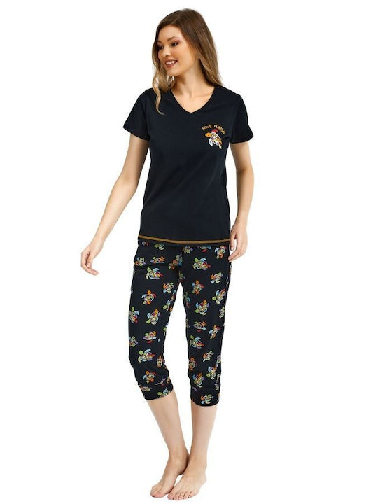 Pijamale pentru femei Arnetta TURTLES Cotton Black