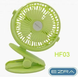 Ezra HF03 Fan USB Tragbarer, wiederaufladbarer Mini-Ventilator mit USB-Clip Grün