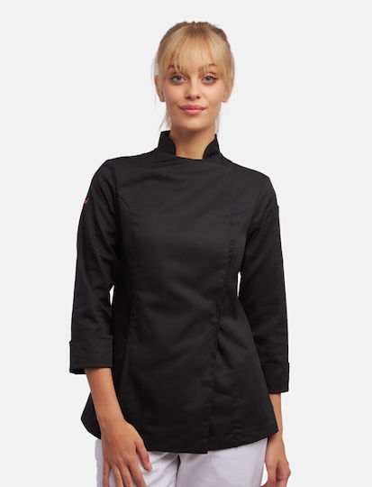 strongAnt Coat Chef 100% Cotton made Female Black with Long Sleeve Stretch