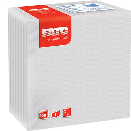 Fato Luxury Napkin 1-Ply White 33x33cm 100pcs 3pcs