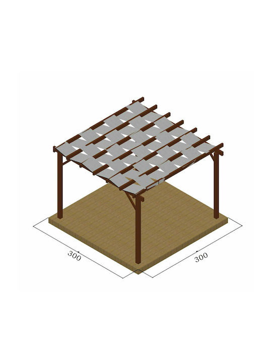 Πέργκολα Κήπου από Ξύλο με Οροφή 300x300cm
