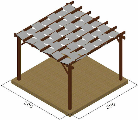 Πέργκολα Κήπου από Ξύλο με Οροφή 300x300cm