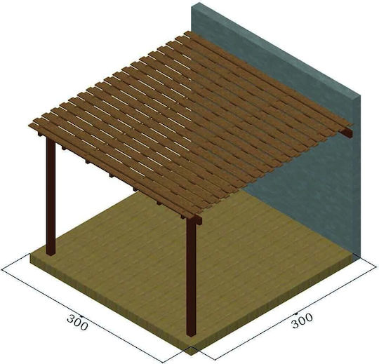 Πέργκολα Κήπου από Ξύλο με Οροφή 400x400cm