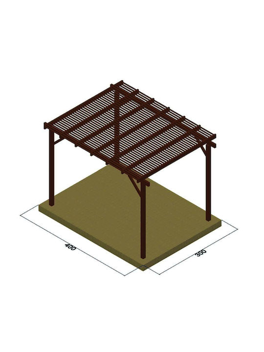 Πέργκολα Κήπου από Ξύλο με Οροφή 300x300cm