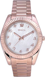 Season Time Watch with Metal Bracelet Pink Gold