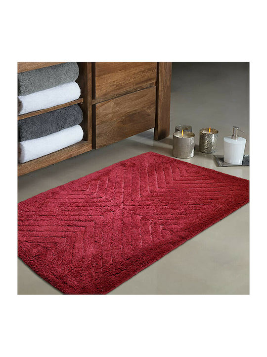 Lino Home Bath Mat Cotton Waves 2500000623 Burgundy 50x80cm