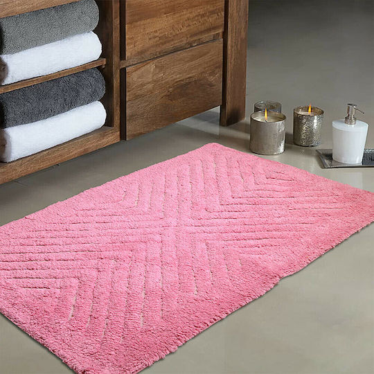 Lino Home Бански килим Памук Правоъгълена Waves 2500000625 Розов 50x80бр