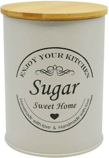 Ankor Vase for Sugar with Lid Metallic Beige 9.5x9.5x13cm
