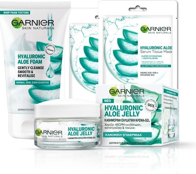 Garnier Skin Naturals Hyaluronic Aloe Jelly Set Îngrijire pentru Hidratare & Curățare facială cu Gel de curatare pentru fata , Crema de fata & Mască de față