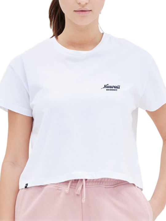 Basehit Γυναικείο Αθλητικό Crop T-shirt Λευκό