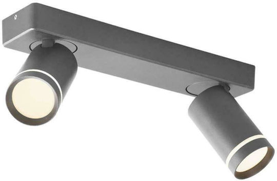 Aca Divino Doppel Spot mit Fassung GU10 in Gray Farbe Aca Divino Doppel Spot mit Fassung GU10 in Gray Farbe