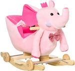 HomCom Fabric Rocking Toy Elephant for 18+ months with Music & Wheels with Max Load Capacity 60kg Pink