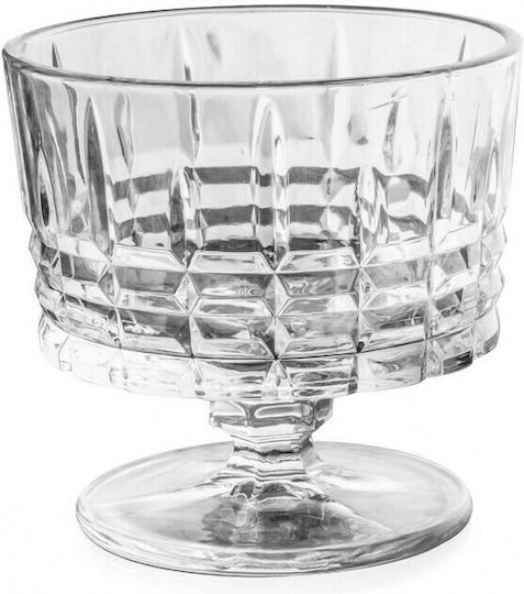 Marva Stripes Ice Cream Serving Bowl Round Glass Transparent with Diameter 9.5cm 6pcs