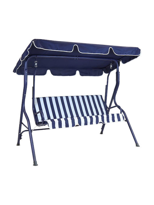Schaukel mit Basis 3 Sitze Metallisch L170xB110xH153cm Blue Schaukel mit Basis 3 Sitze Metallisch L170xB110xH153cm Blue
