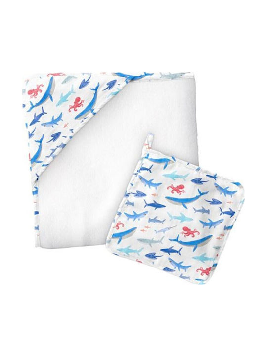 Stephen Joseph Hooded Baby Bath Towel Shark Mul...