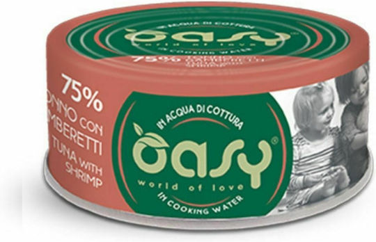 Oasy World Of Love Adult Wet Food for Adult Cats in Cans with Shrimps and Tuna Grain-Free & Gluten-Free 70gr
