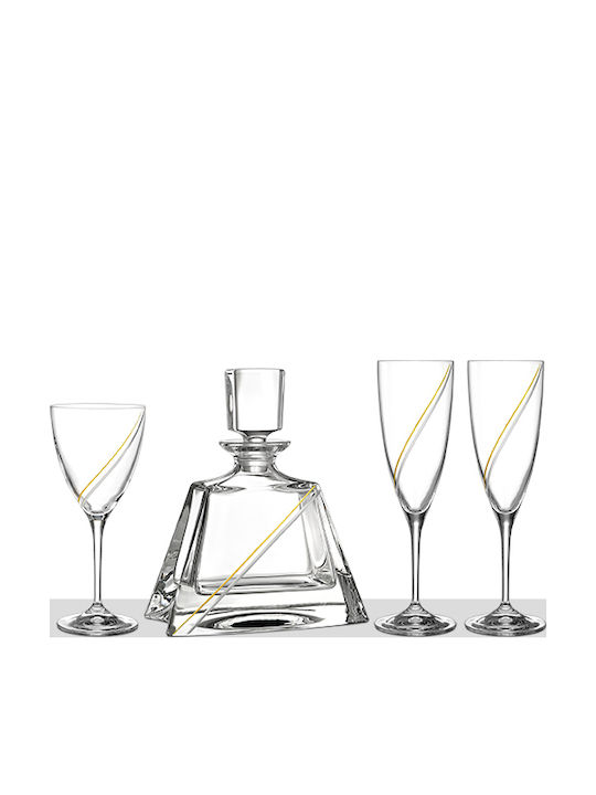 Capolavoro Wedding Carafe Set with Wine & Champagne Glasses made of Crystal 4pcs