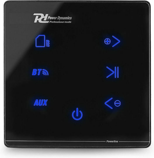 Power Dynamics Πρίζα Ενισχυτής 2 x 20W με Πλαίσιο σε Μαύρο χρώμα 100VS1020