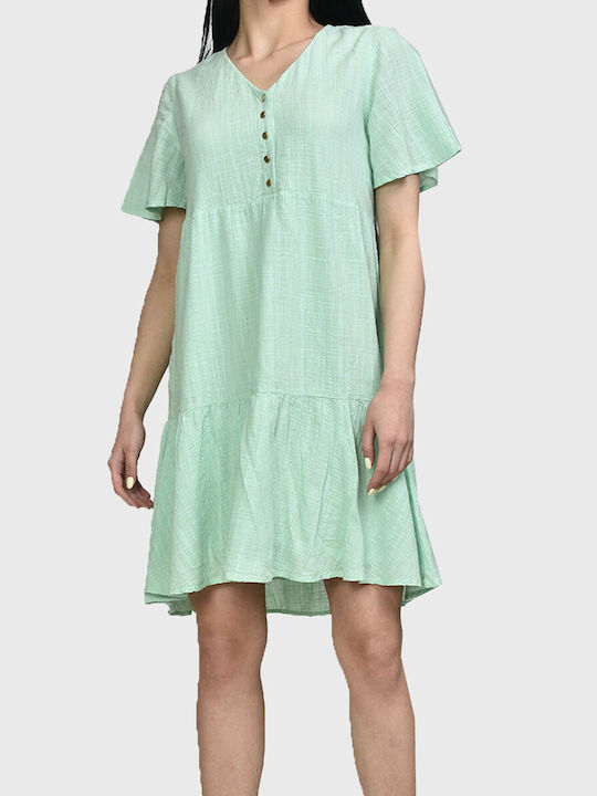 Vero Moda Mini All Day Φόρεμα Κοντομάνικο Πράσινο