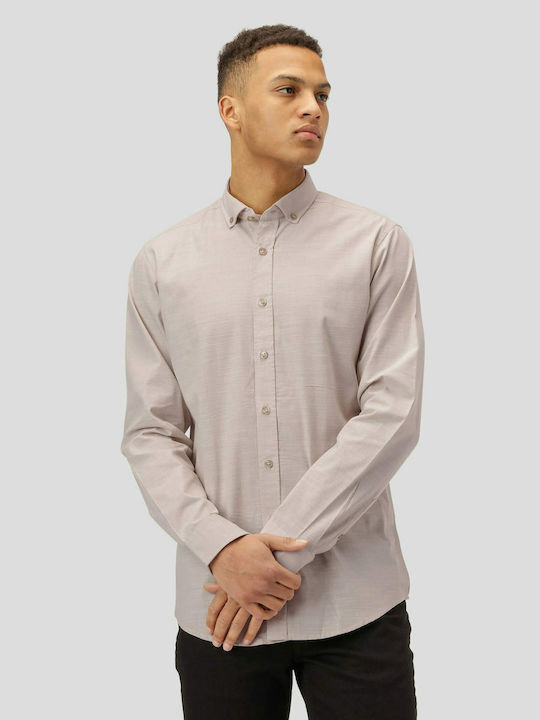 Langärmlig Leinen Hemd Bubbly Beige