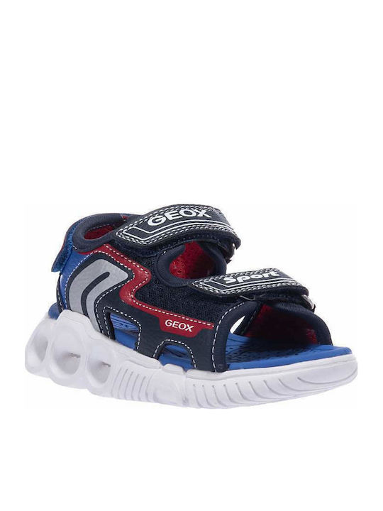 Παιδικά Πέδιλα J Sandal με Σκρατς & Φωτάκια Μπλε