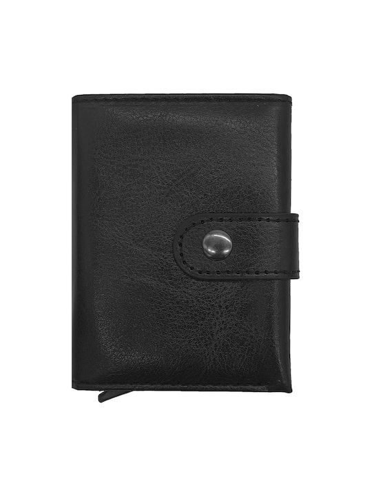 Unisex Wallet Small With Card Case & Slide Mechanism - Black