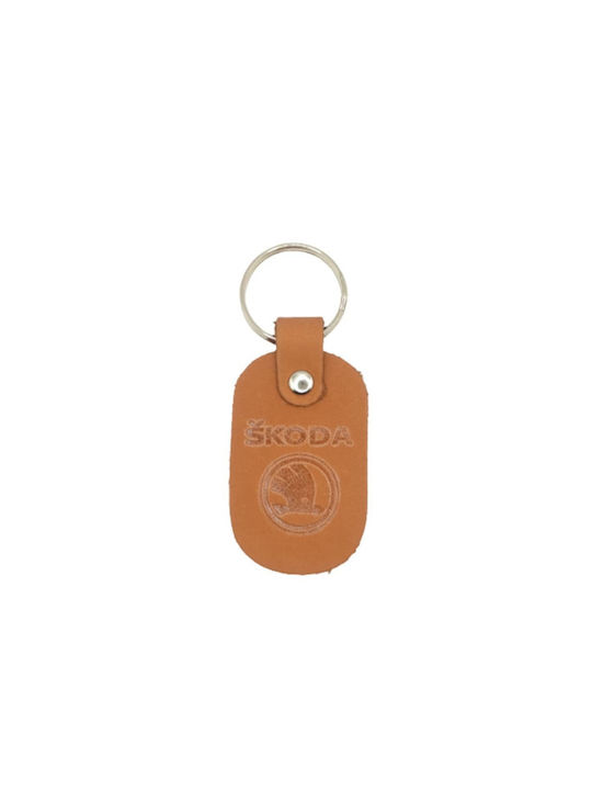 Leather key ring brown SKODA 6332-k