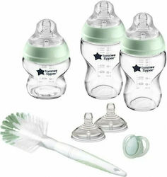 Tommee Tippee Glass Bottle Set with Silicone Nipple for 0+, 0+ m, months 250ml 8pcs