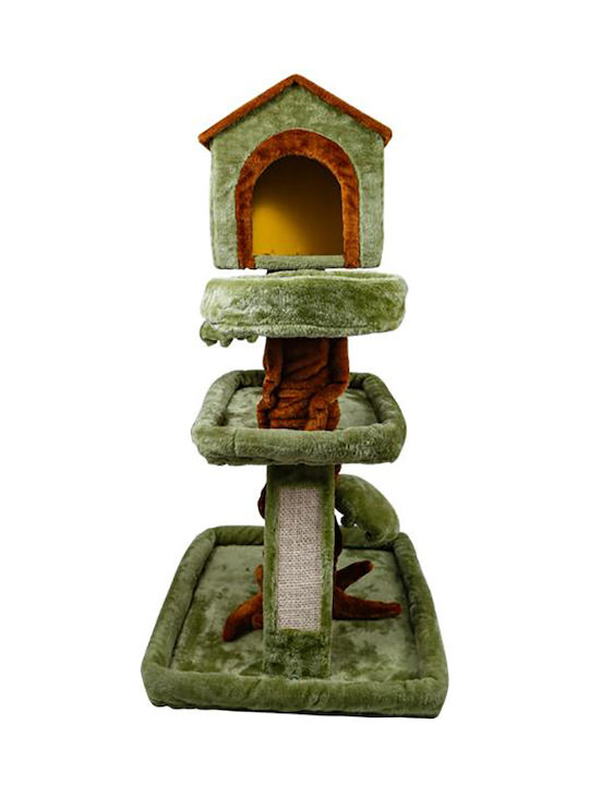 Nobleza Stâlp pentru zgâriat pisici Copaci pentru pisici Verde 3 niveluri 74x52x104cm