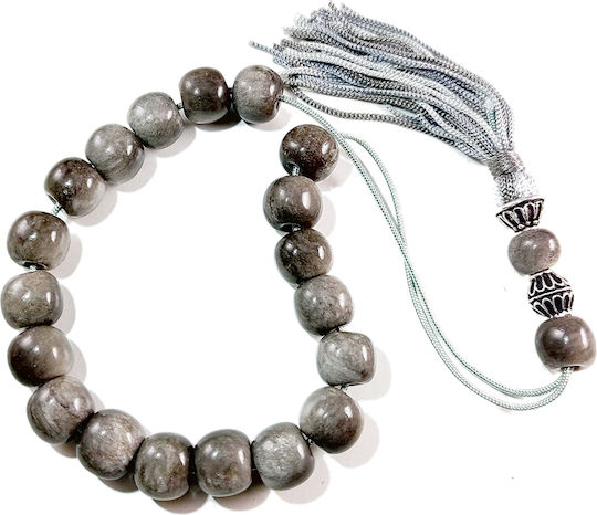Obsidian Worry Beads with Tassel with 12 Beads Gray