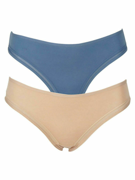 Damen-Slip aus reiner Baumwolle mit Komfort-Stil. Verpackung 2pack BEZ BLUE