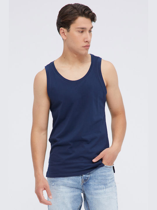 Blue Sleeveless T-Shirt With Scoop Neckline | Aristoteli Bitsiani