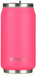 Les Artistes Pull Can'it Glass Thermos Stainless Steel BPA Free Pink 280ml with Mouthpiece and Straw A-1804
