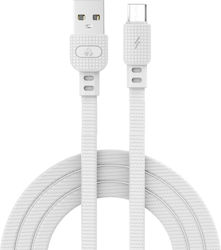 Powertech Armor Braided / Flat USB 2.0 to micro USB Cable Λευκό 1m (PTR-0098)