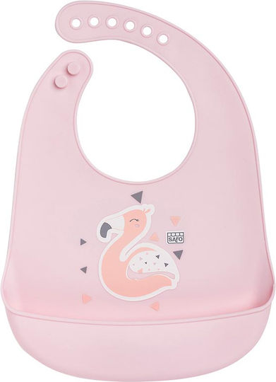 Saro Flamingo Wasserdicht Lätzchen Silikon mit Taste & Tasche Rosa für 6 m+