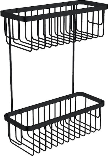 Vinci Compito Επιτοίχια Ραφιέρα Μπάνιου Inox με 2 Ράφια 30x12x37cm