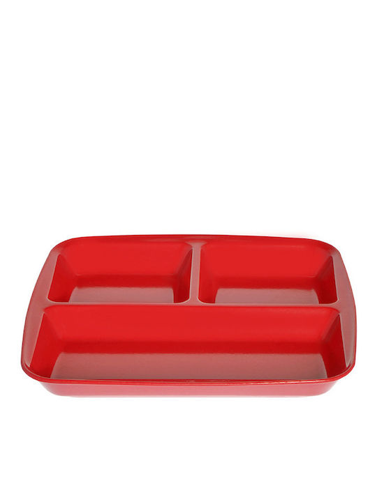 Evivak Melaware Plastic Rectangular Serving Tray in Red Color 26.5x24.5cm 409214 1pcs