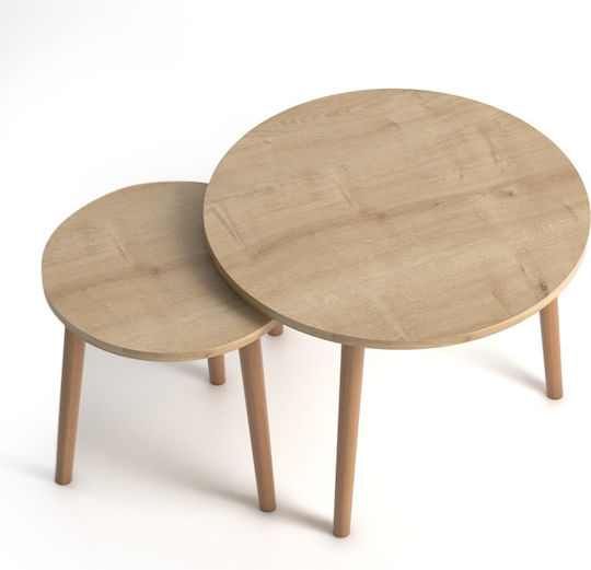 Rund Couchtisch Roma Holz Oak 2Stück B60xT60xH46cm