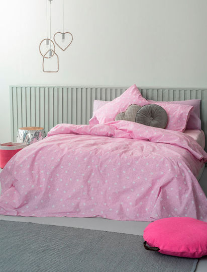 Palamaiki Σετ Σεντόνια Ημίδιπλα Βαμβακερά Fleck Lilac 170x260cm 3τμχ
