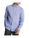 Long-sleeved Linen Shirt Light Blue